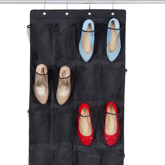 Shoe Organizer, Over The Door Hanging Closet Rack 24 Large Mesh Pockets Fit Up - Picture 1 of 8
